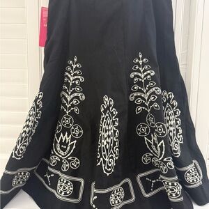 Sunny Leigh Black and White Embellished Midi Skirt